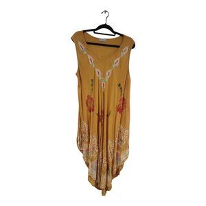 Women's Yellow Swim Coverup Hand painted One Size